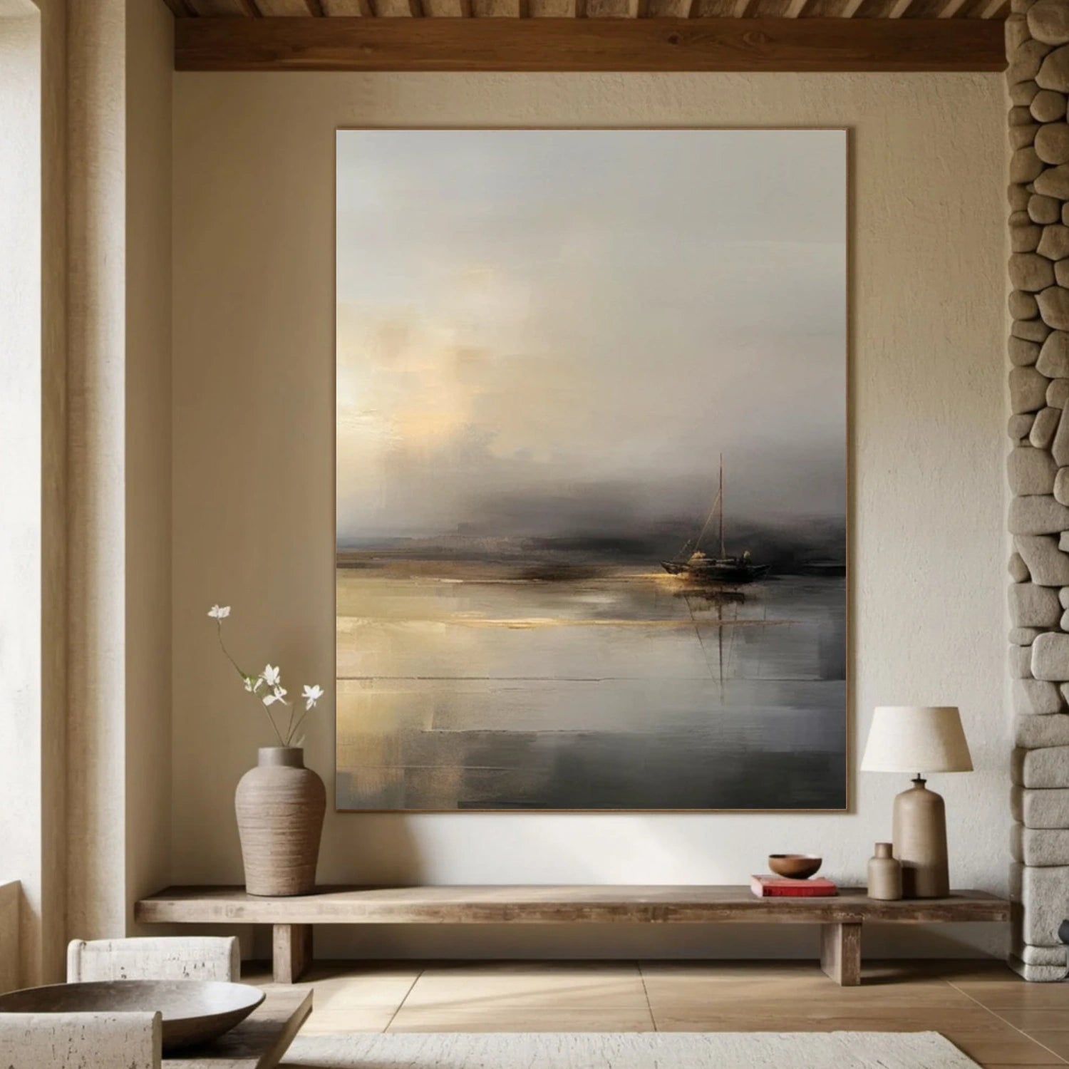 Abstract Ocean And Sky Canvas Art #OC080