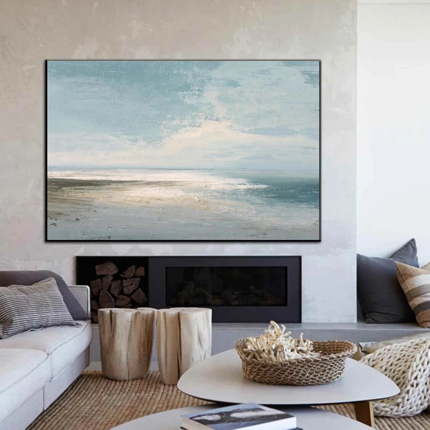 Abstract Ocean And Sky Canvas Art #OC139