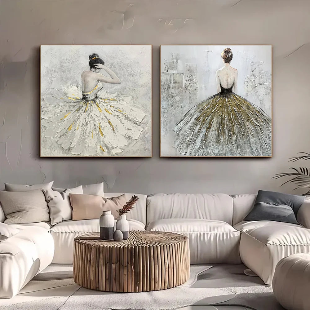 Abstract Portrait Textured Wall Art Square Set of 2 #LA024