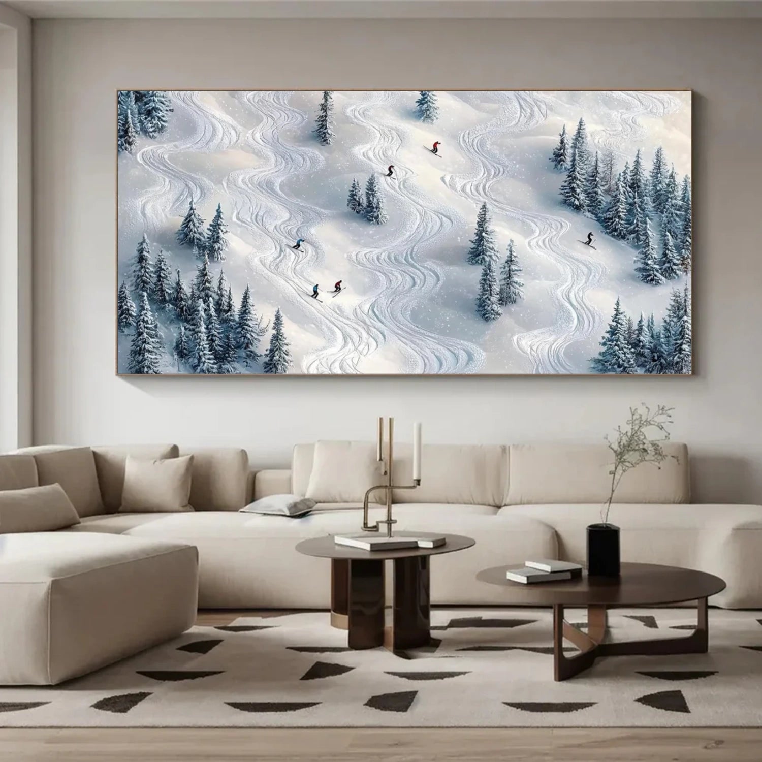 Skiing Sport Textured Canvas Painting #PB060