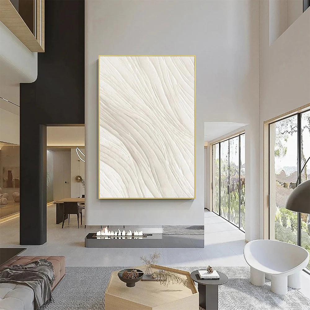 White Minimalist Textured Wall Art #WM054