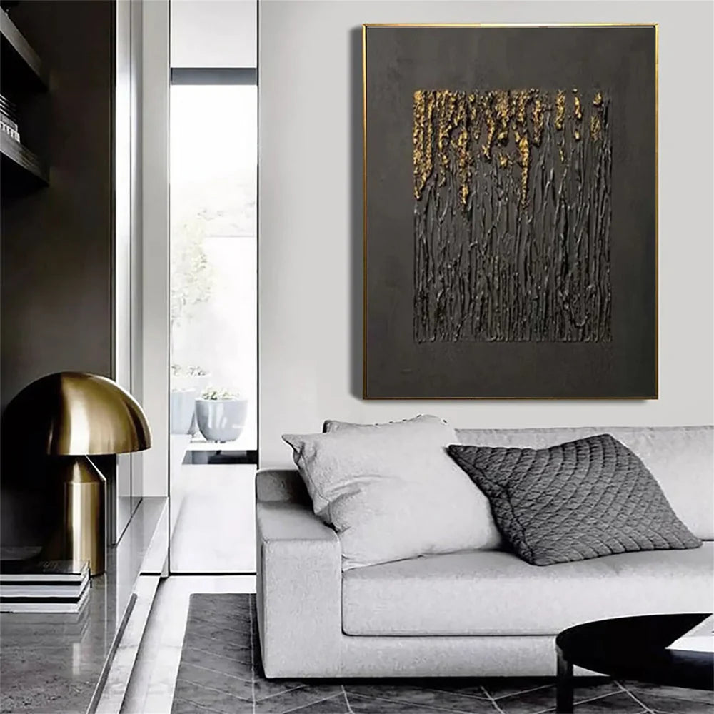 Black Minimalist Textured Canvas Art #WZ035