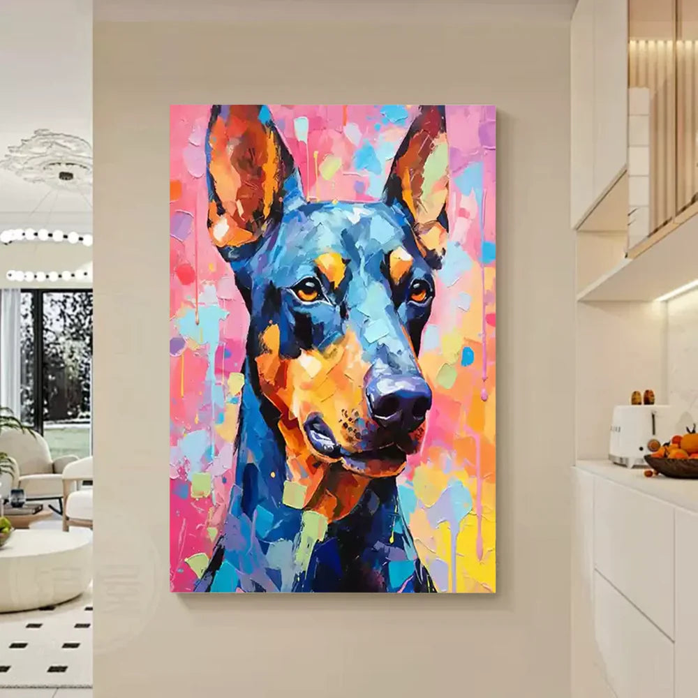 Colorful Abstract Animal Dog Textured Canvas Art #DW063