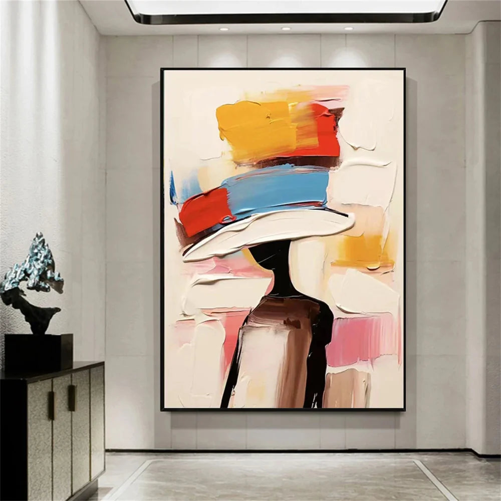 Colorful Abstract Portrait Textured Wall Art # LA010