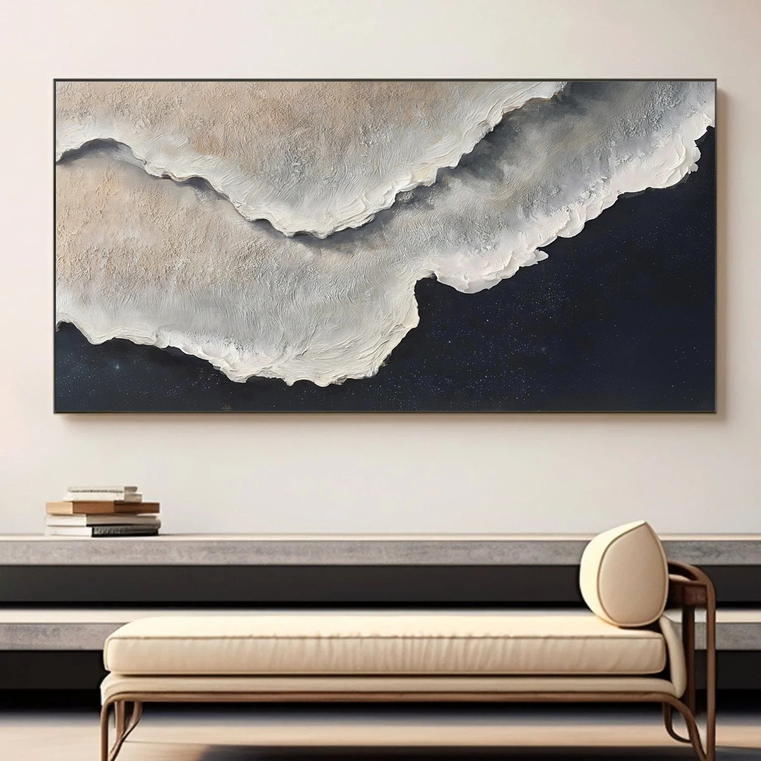 Minimalist Ocean And Sky Textured Canvas Art #OC164