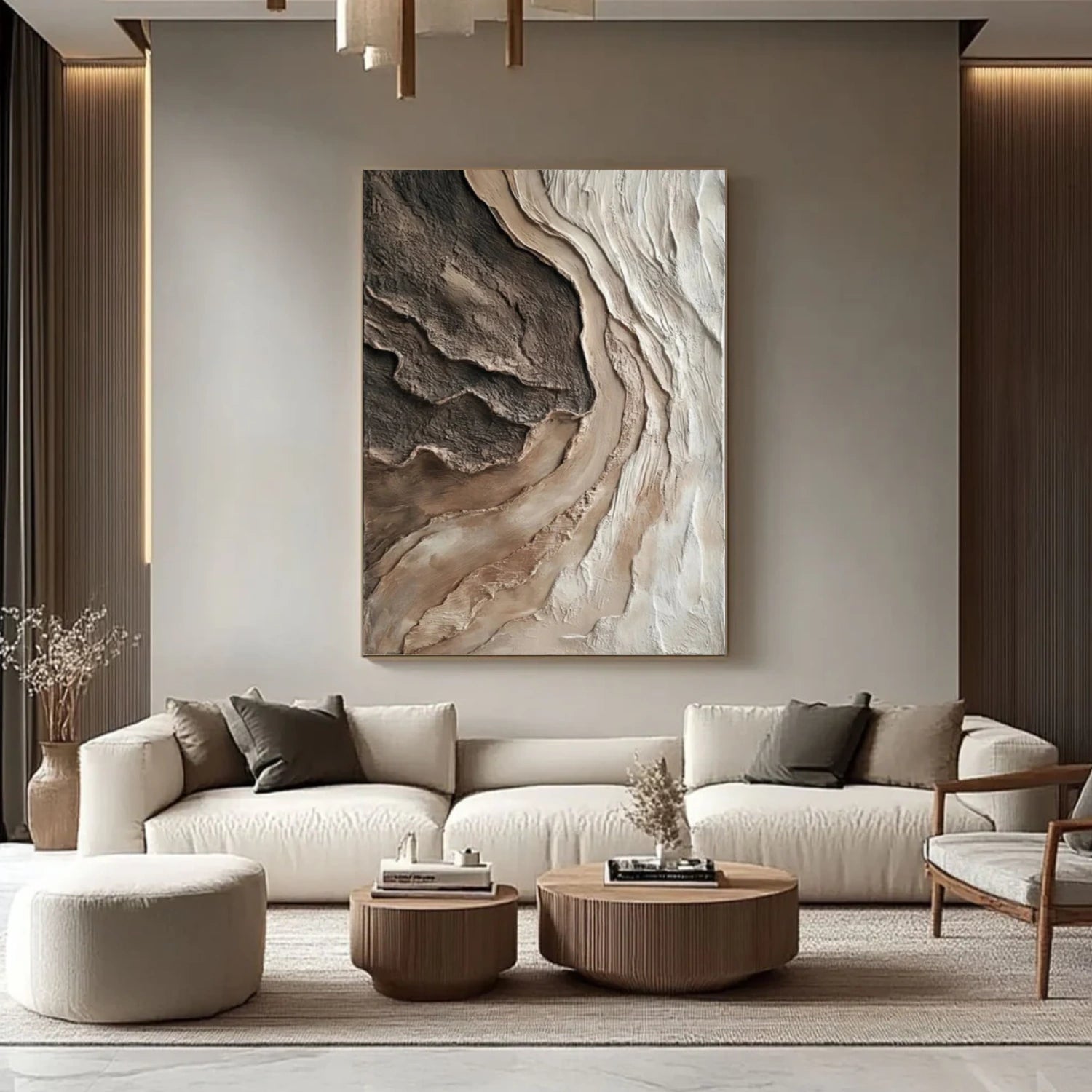 Beige and Brown Abstract Textured Wall Art #VA220