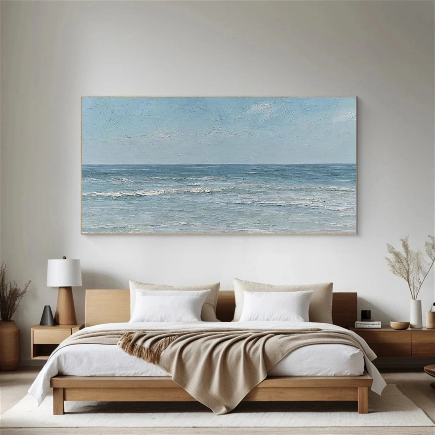Abstract Ocean And Sky Textured Canvas Art #OC159