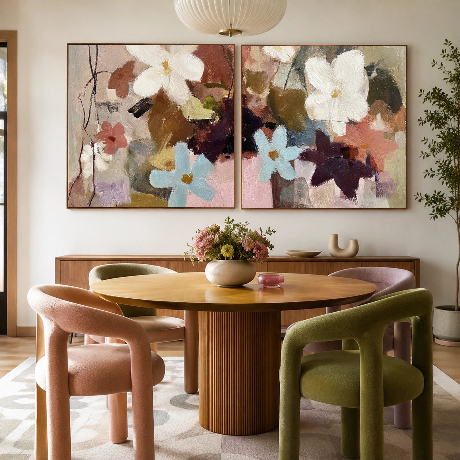 Abstract Flower Canvas Art Square Set of 2 #MF208