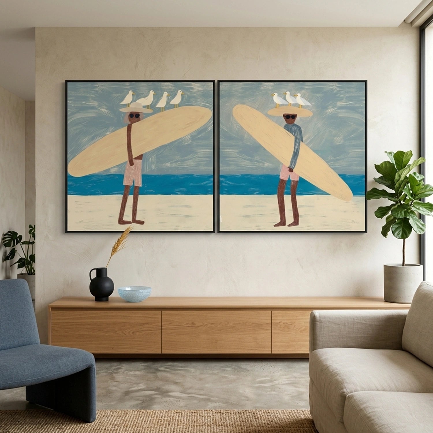 Surfing Sport Canvas Painting Set of 2 #PB092