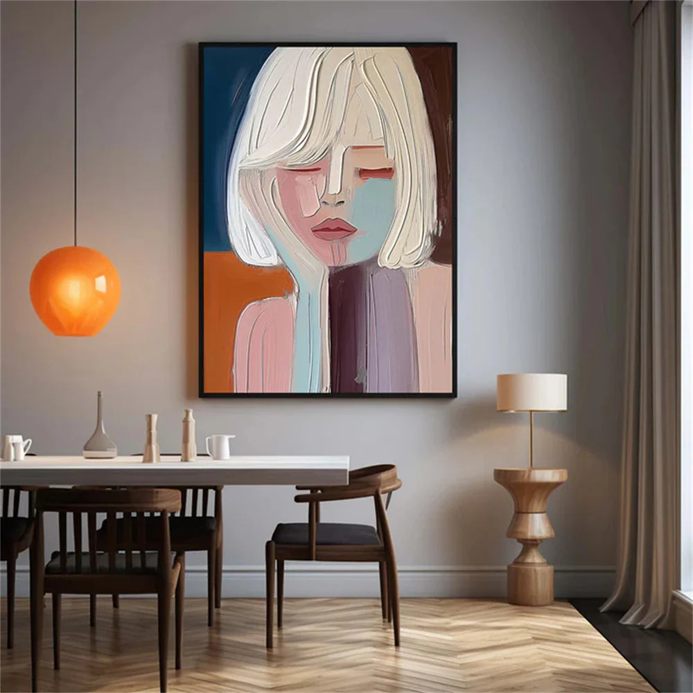 Colorful Abstract Portrait Textured Wall Art # LA022
