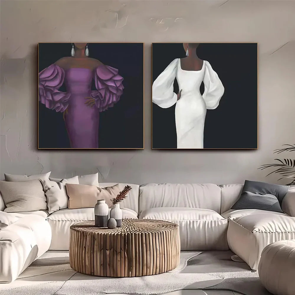 Abstract Portrait Textured Wall Art Square Set of 2 #LA025