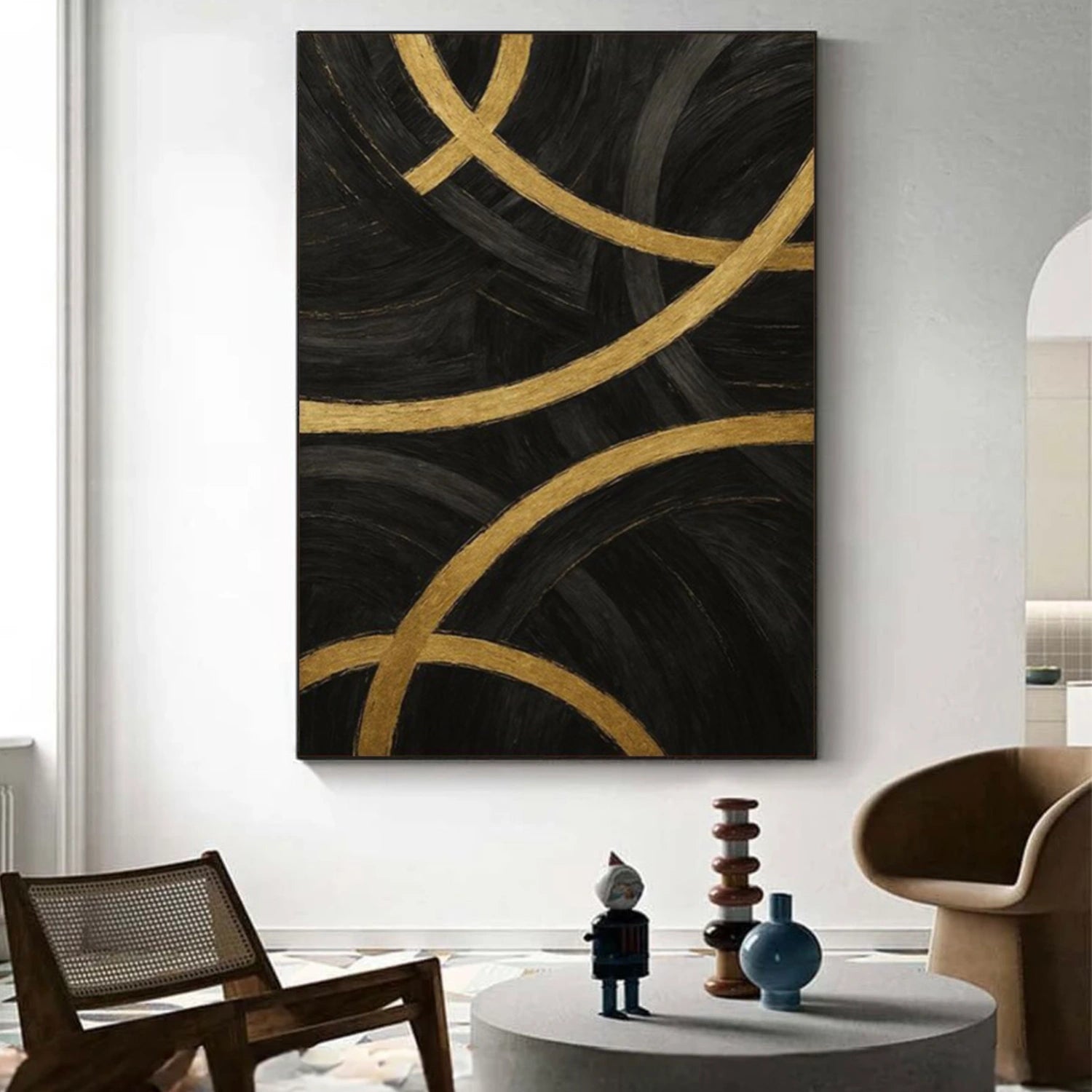 Black Minimalist Canvas Art #WZ123