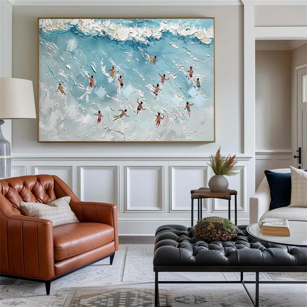 Swimming Sport Textured Canvas Painting #PB015