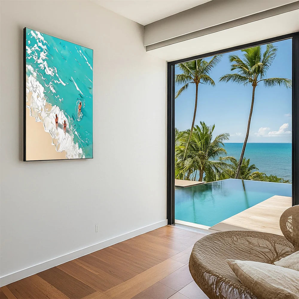 Swimming Sport Textured Canvas Painting #PB022