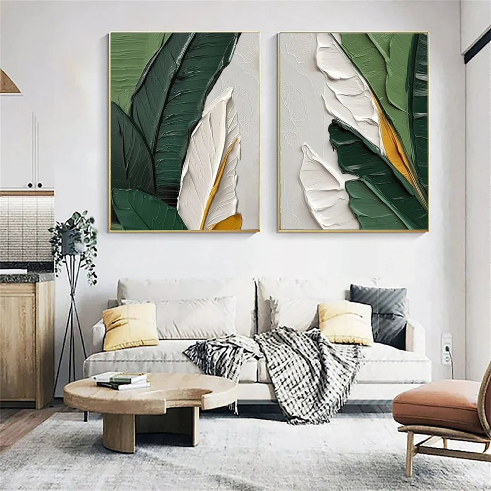 Abstract Flower And Tree Textured Canvas Art Set of 2 #MF045
