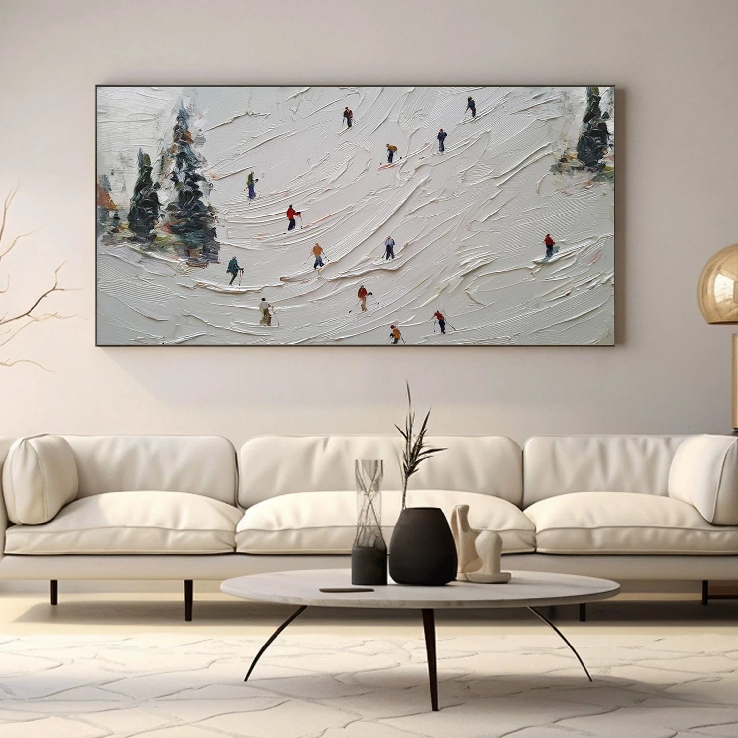 Skiing Sport Textured Canvas Painting #PB070
