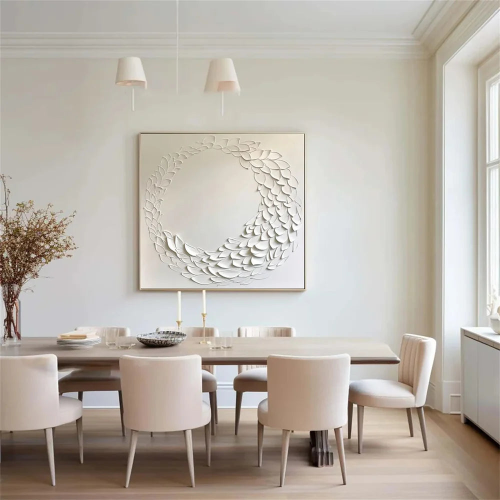White Minimalist Textured Wall Art #WM063