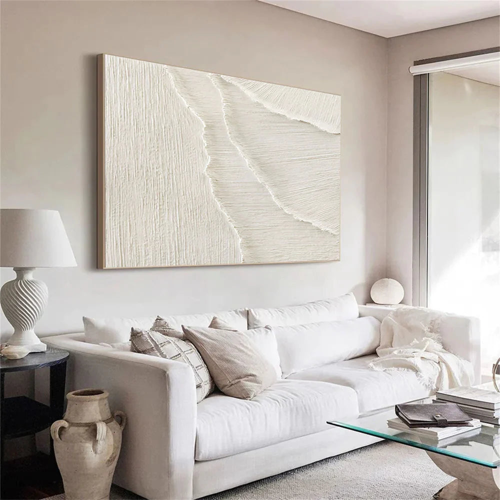 Beige Minimalist Textured Canvas Art #WM007