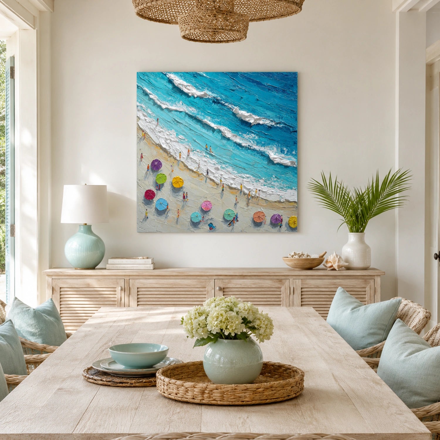Abstract Ocean And Sky Textured Canvas Art #OC192