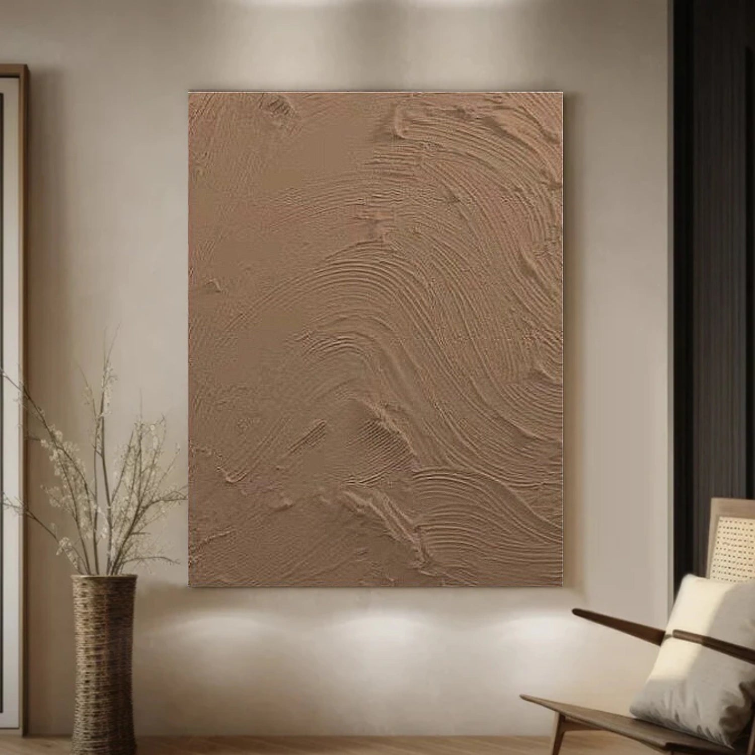 Brown Minimalist Textured Canvas Art #WM087