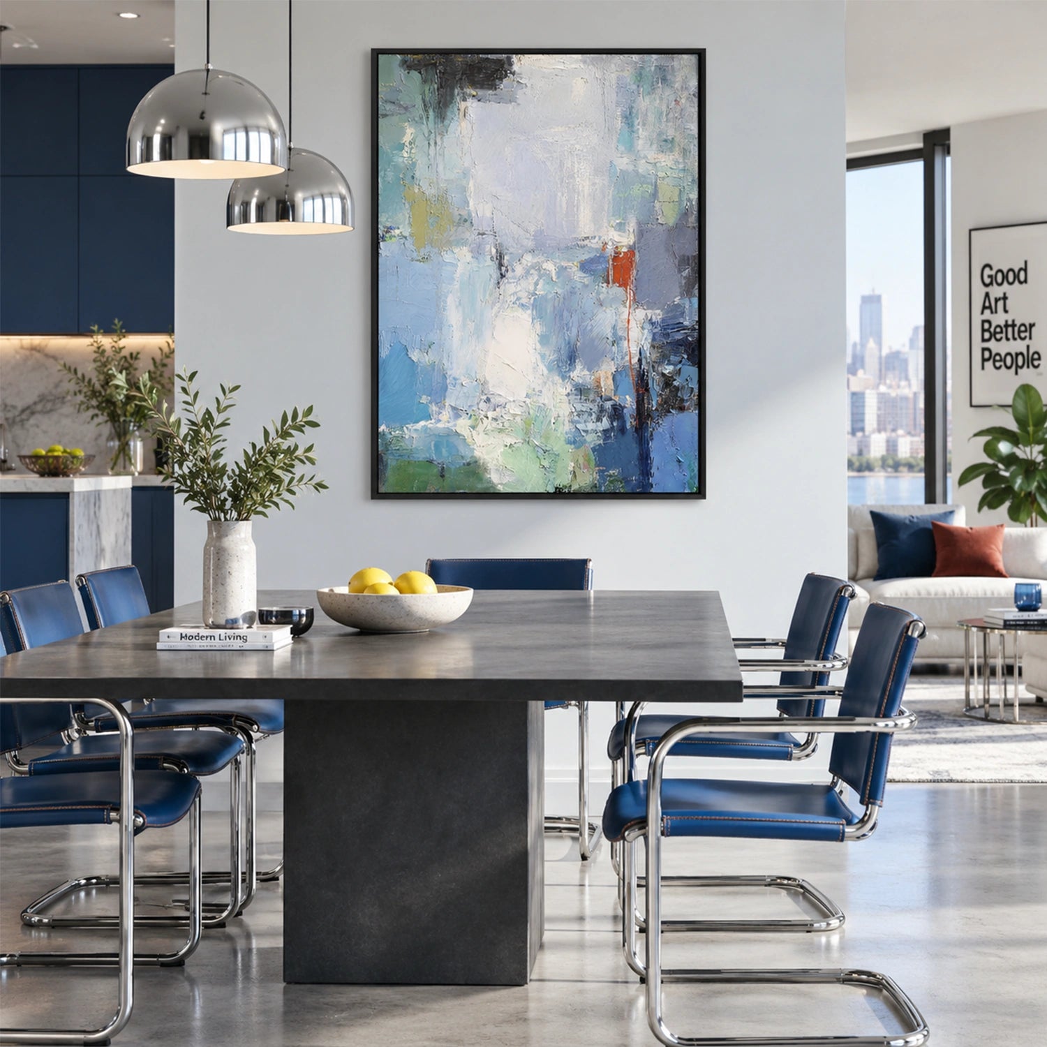 Blue Abstract Wall Art #VA339