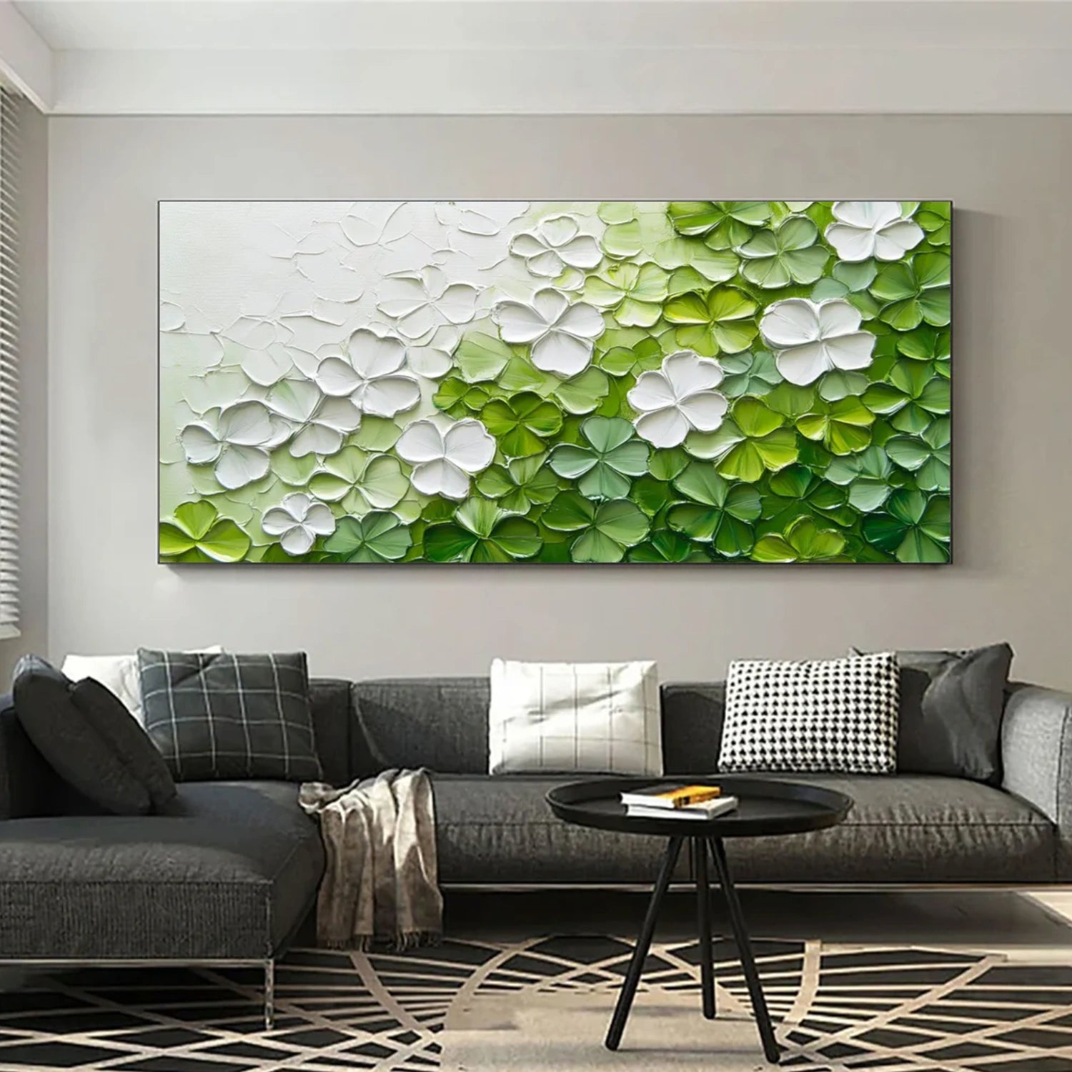 Minimalist Flower And Tree Textured Canvas Art #MF076