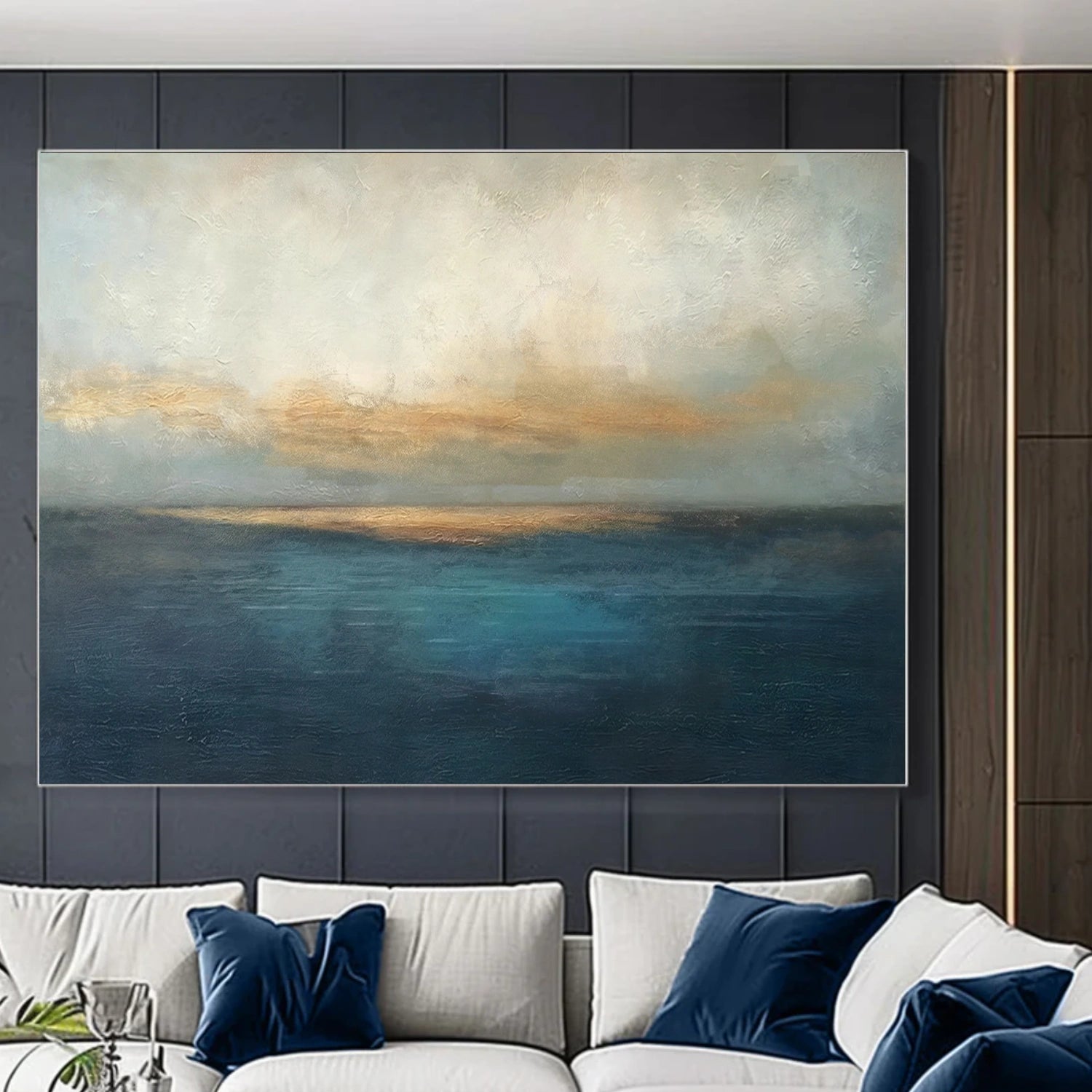 Blue and Gold Abstract Wall Art #VA212