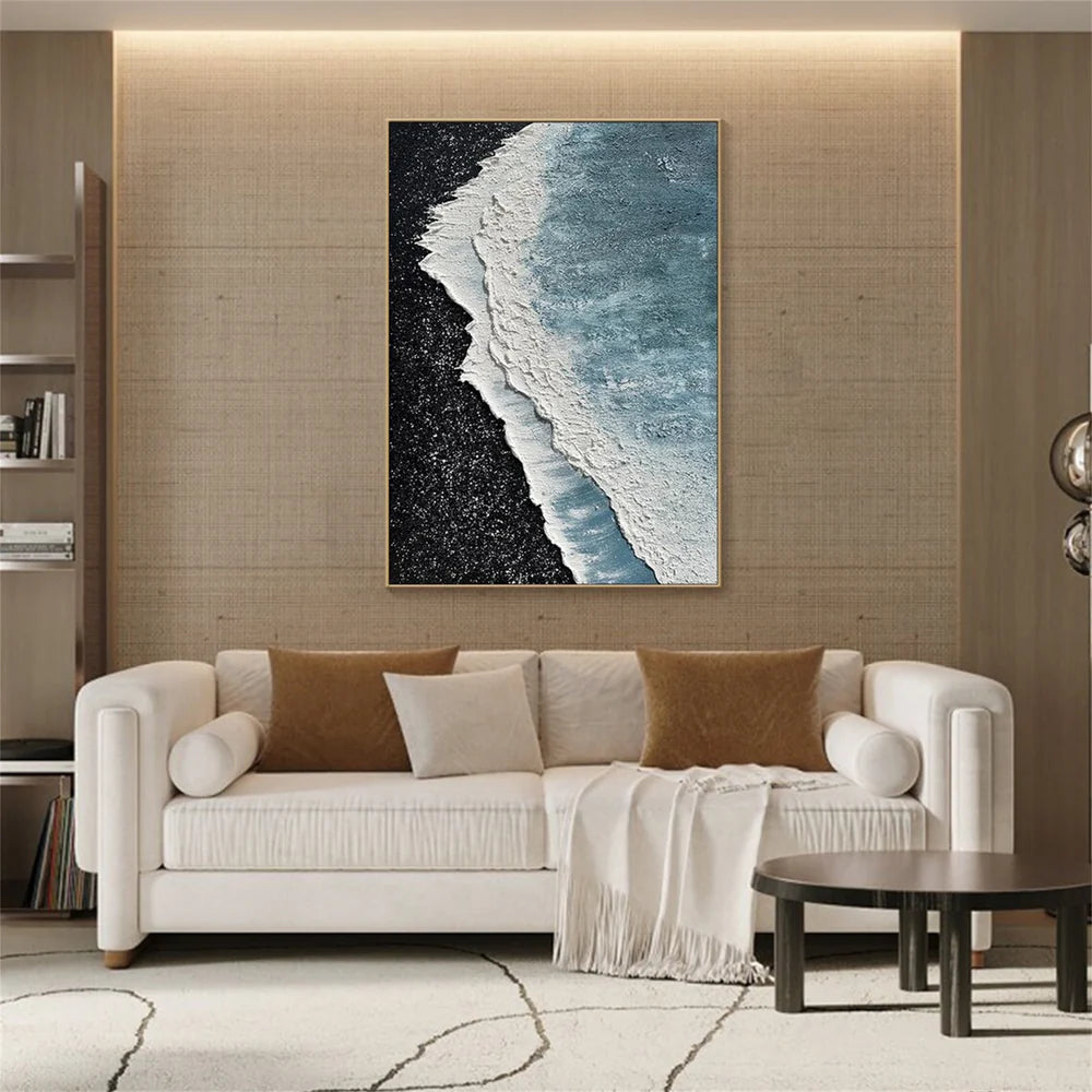 Abstract Ocean And Sky Textured Canvas Art #OC063