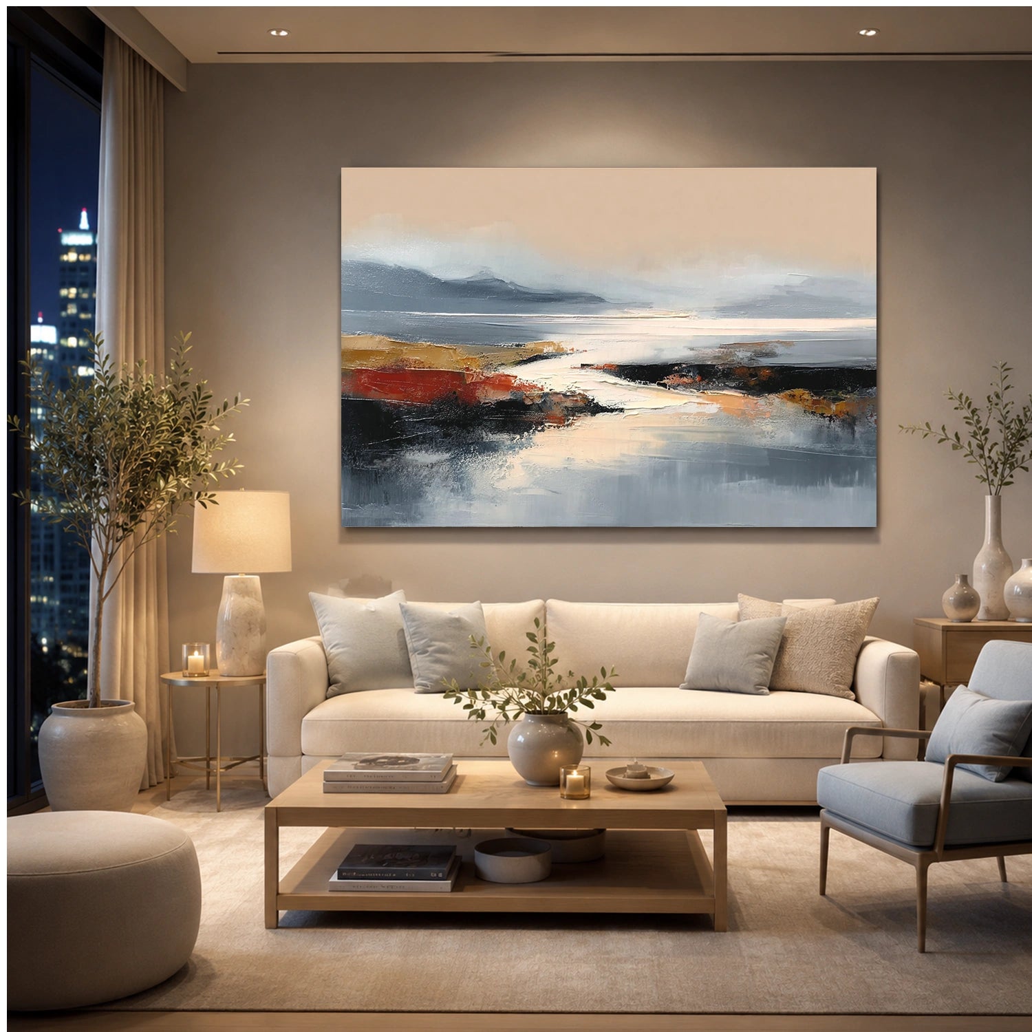 Abstract Ocean And Sky Canvas Art #OC207
