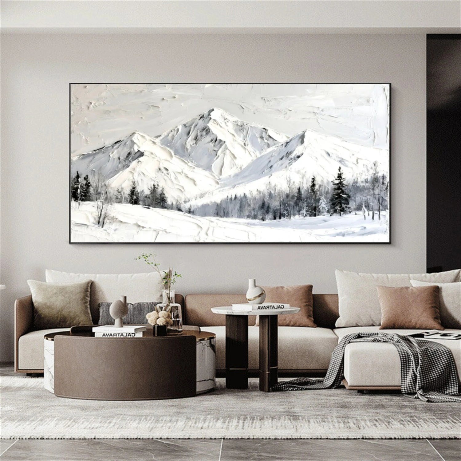 Minimalist Mountain Textured Canvas Art #BT049
