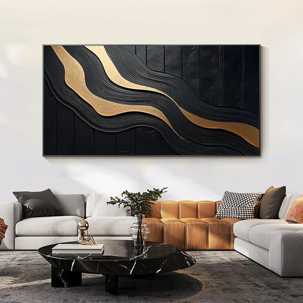 Black Minimalist Textured Canvas Art #WZ074