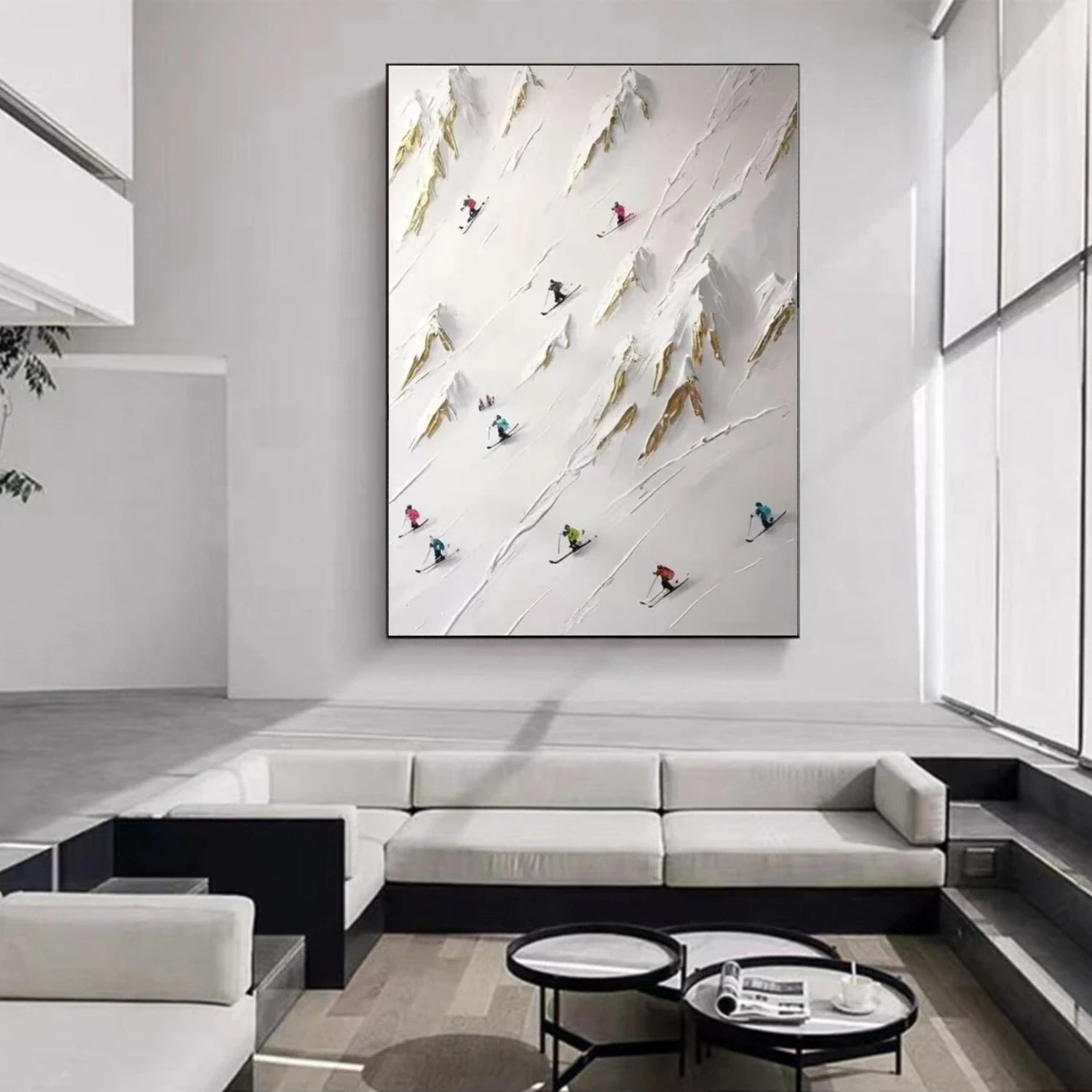 Skiing Sport Textured Canvas Painting #PB040