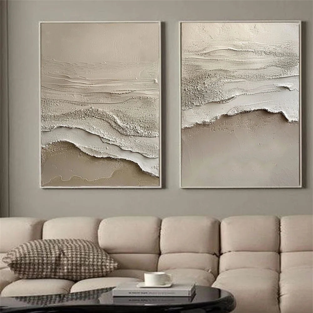 Minimalist Ocean And Sky Textured Canvas Art Set of 2 #OC003