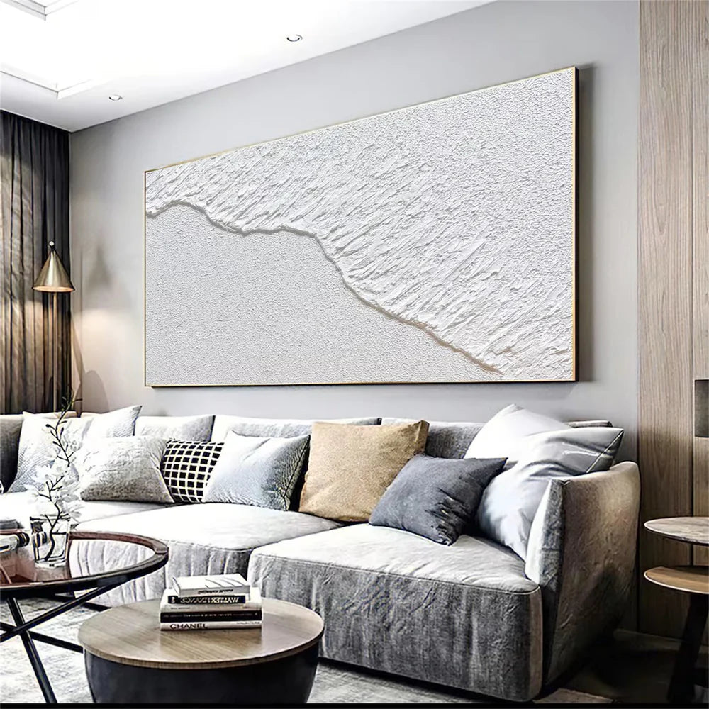 White Minimalist Textured Wall Art #WM019
