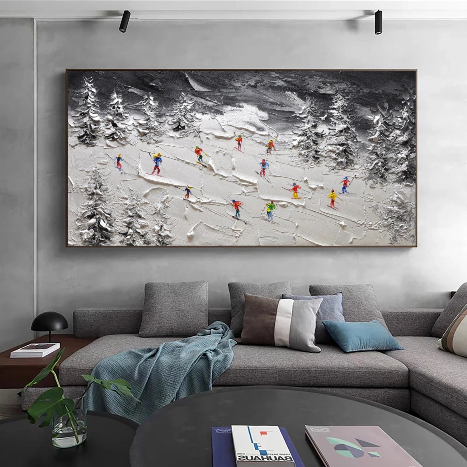 Skiing Sport Textured Canvas Painting #PB051