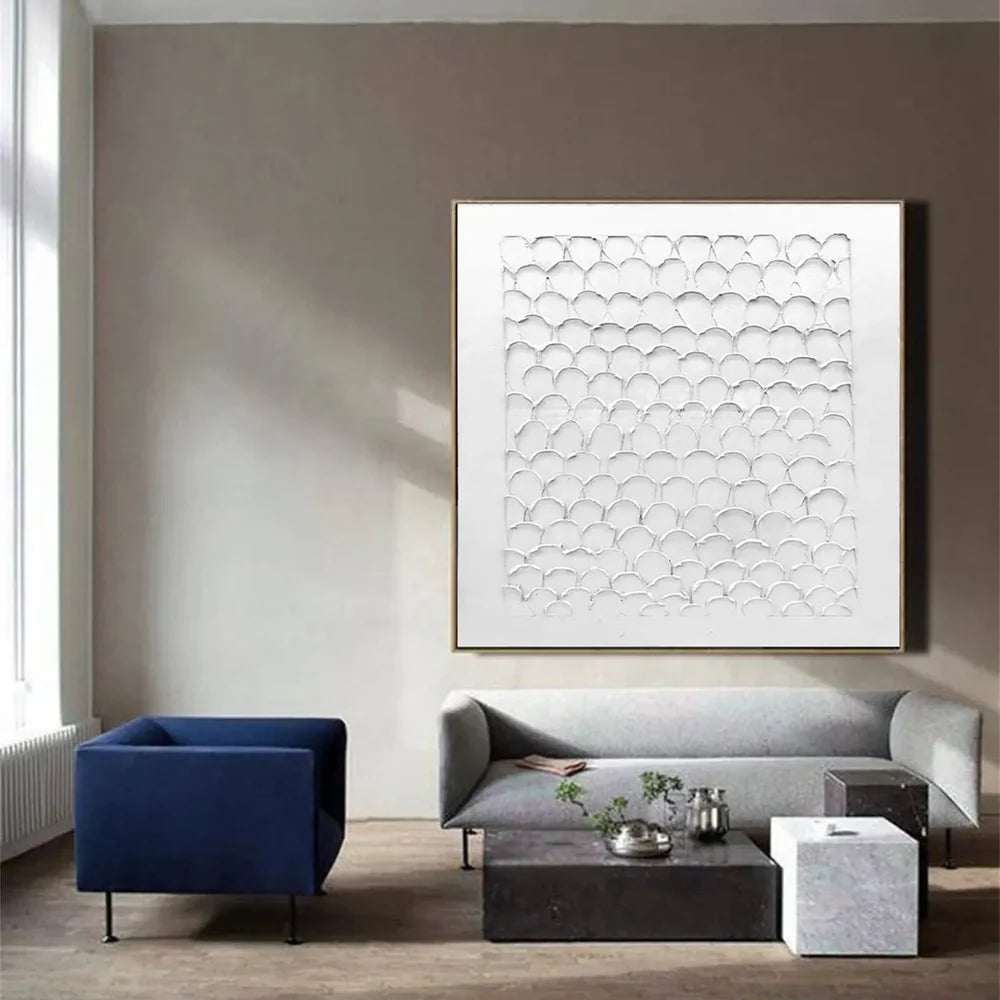 White Minimalist Textured Wall Art #WM064