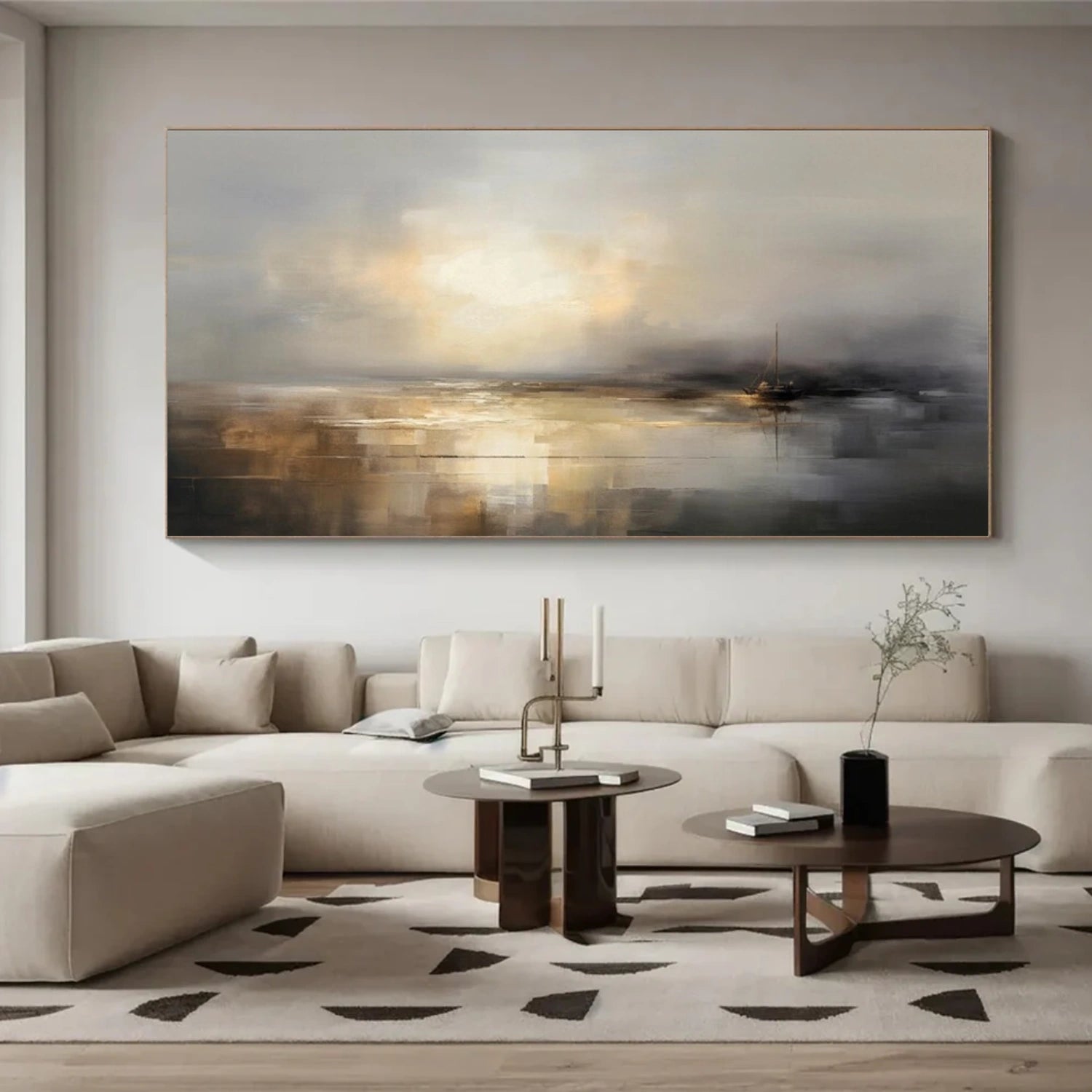 Abstract Ocean And Sky Canvas Art #OC079