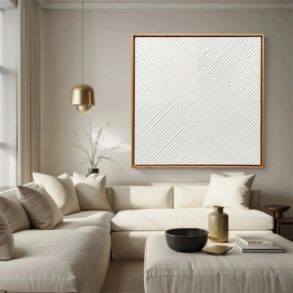 White Minimalist Textured Wall Art #WM079