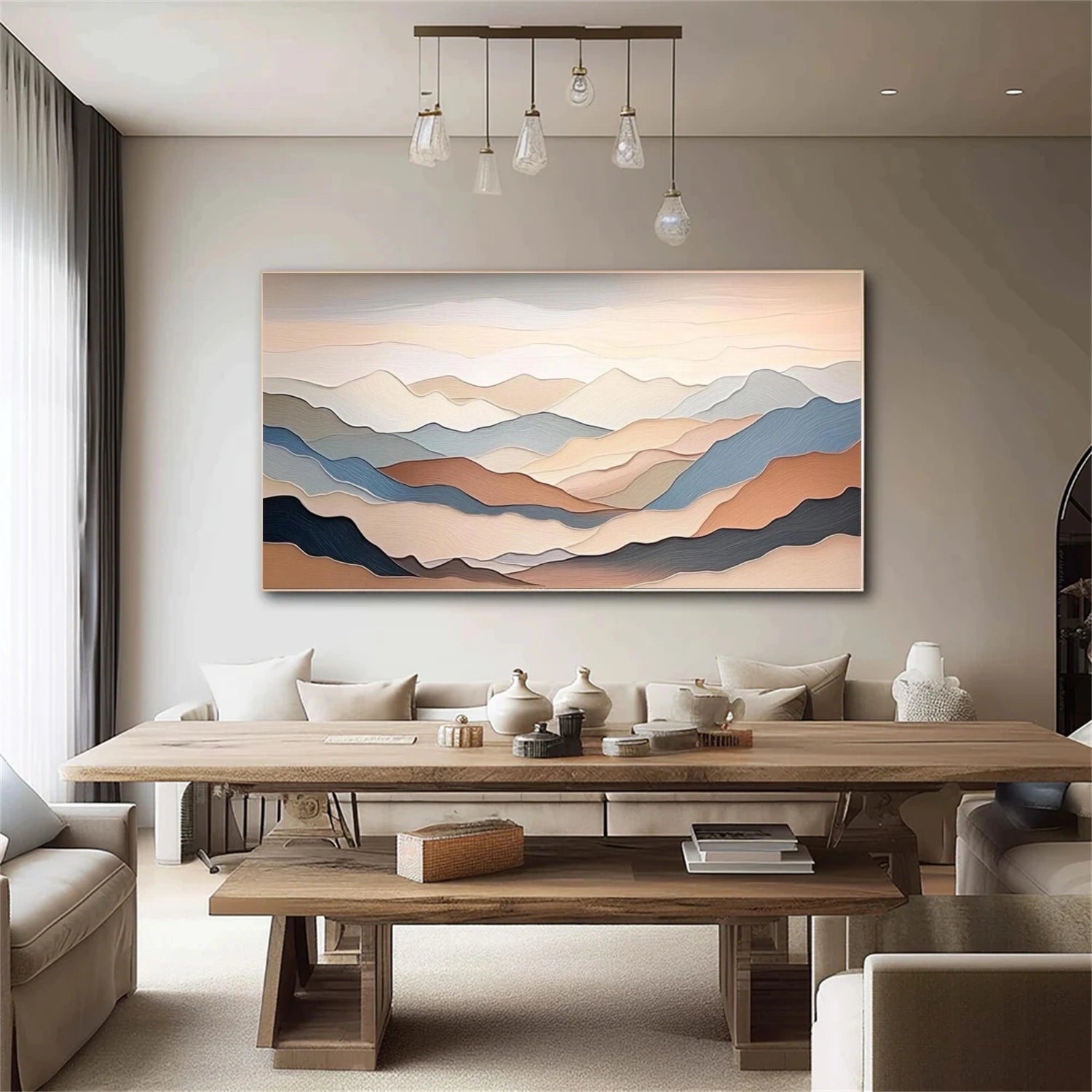 Minimalist Mountain Textured Canvas Art #BT045