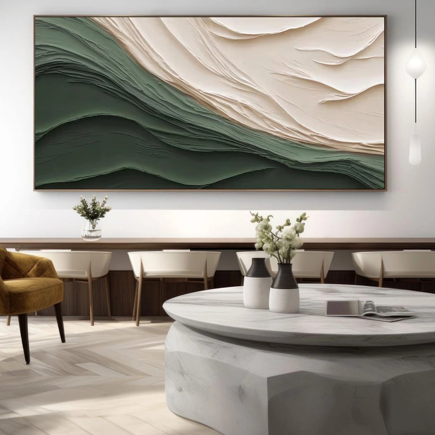 Green MinimalistΒ Textured Canvas Art #WM104