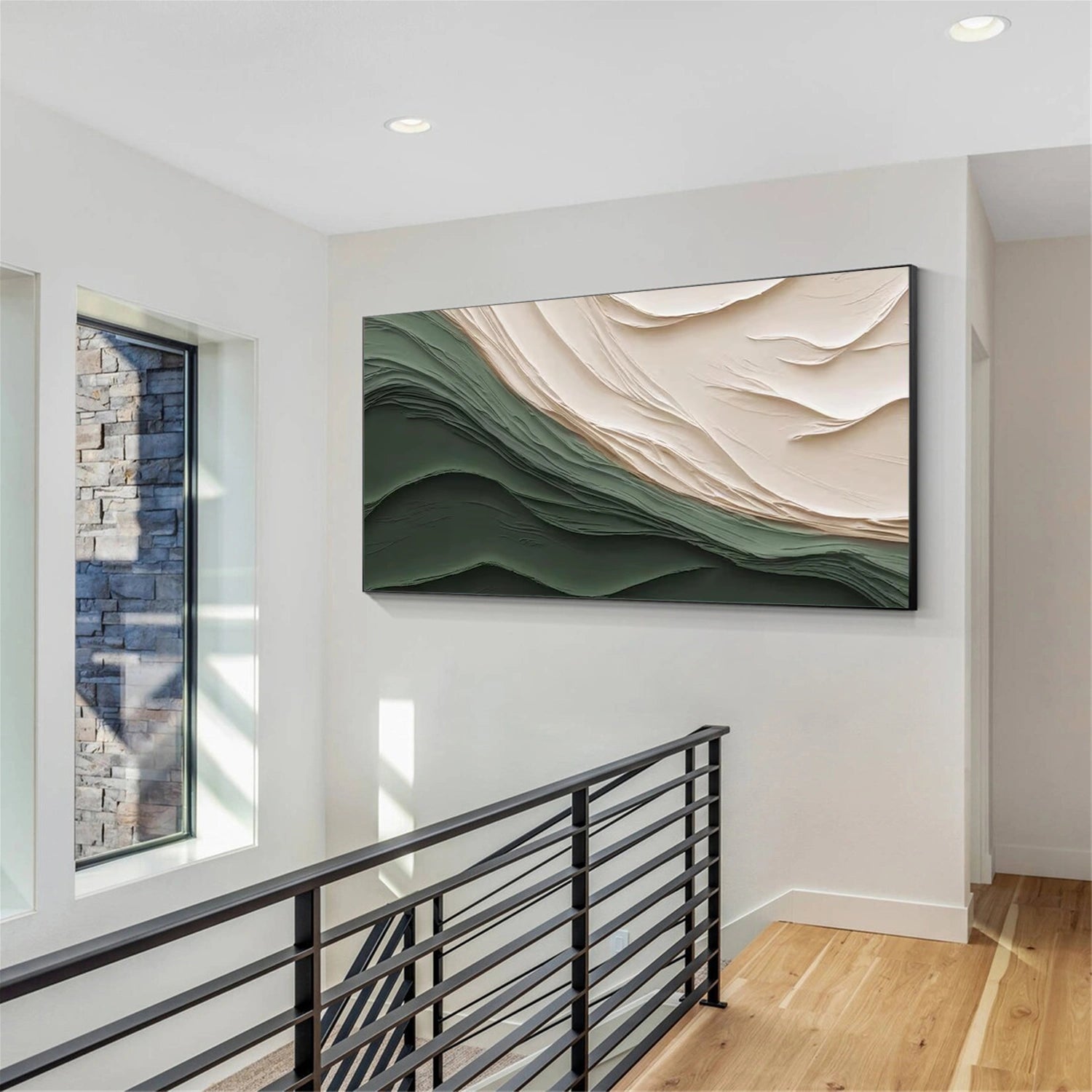 Green Minimalist Textured Canvas Art #WM104