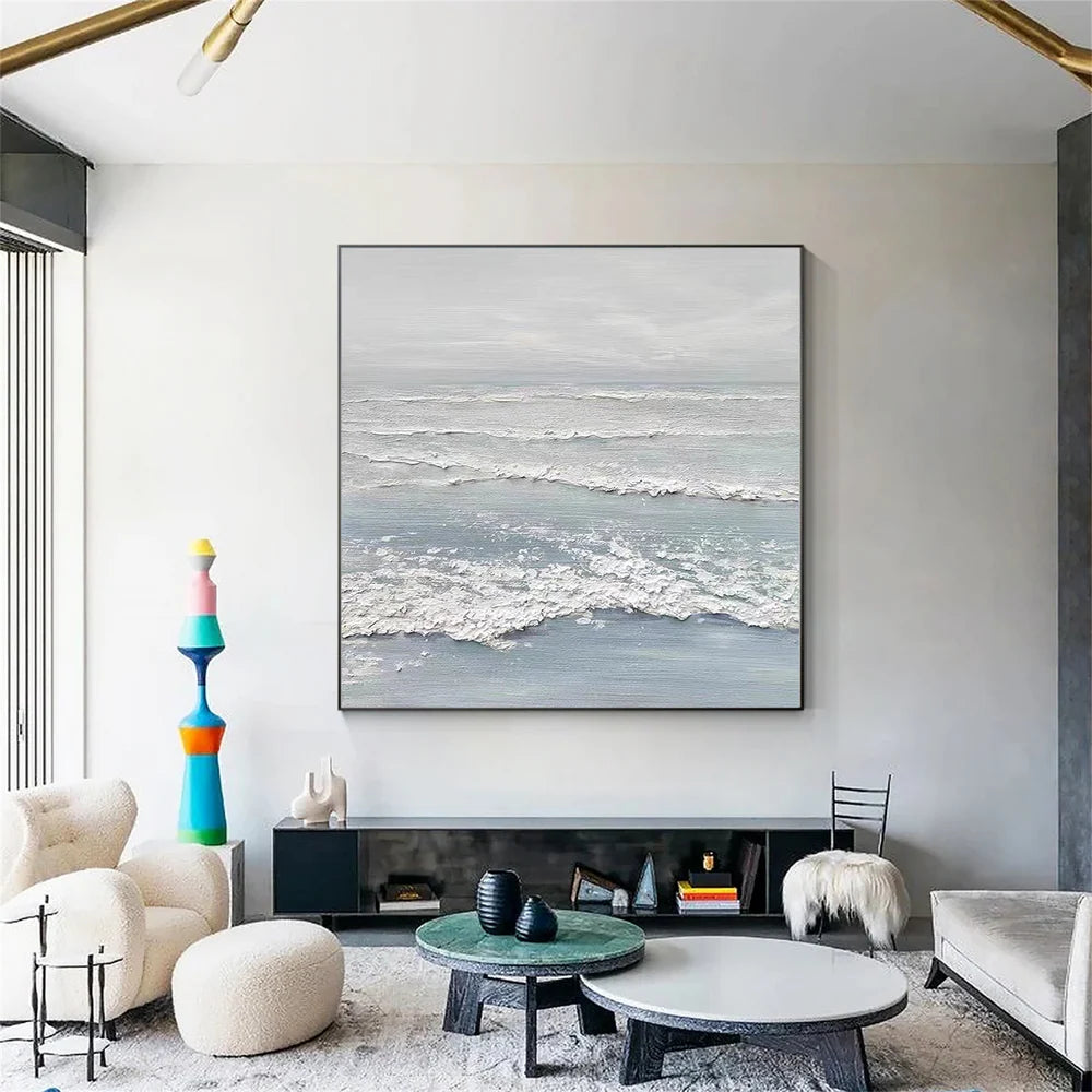 Minimalist Ocean And Sky Textured Canvas Art #OC048