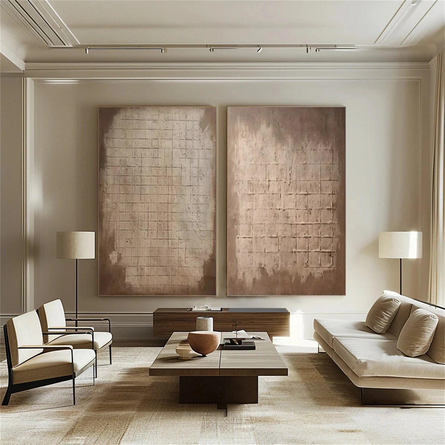 Beige and Brown Wabi Sabi Textured Wall Art Set of 2 #VS152