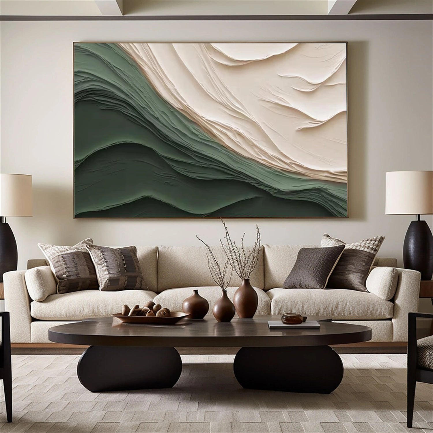 Green MinimalistΒ Textured Canvas Art #WM104