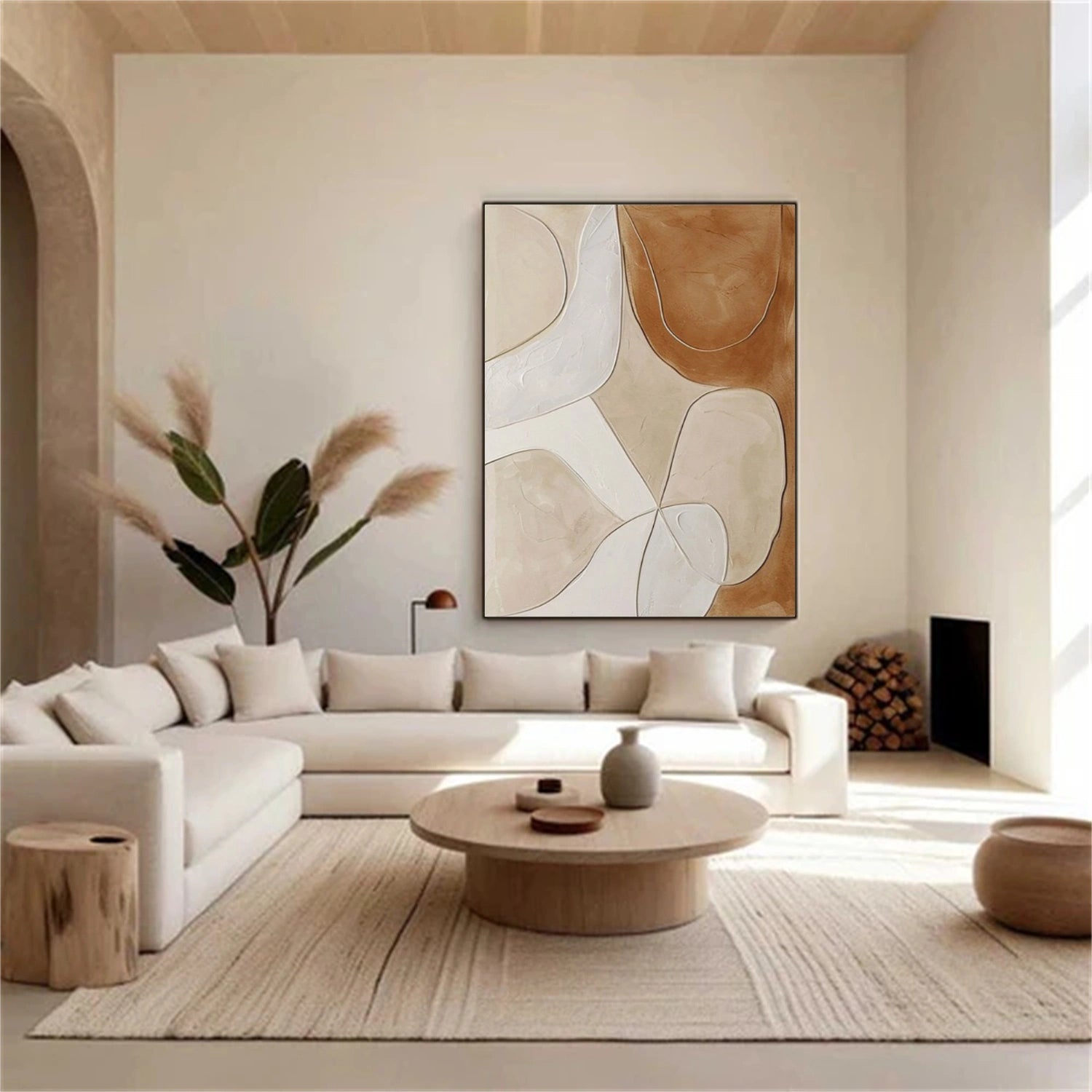 Beige and Brown Abstract Textured Wall Art #VA160