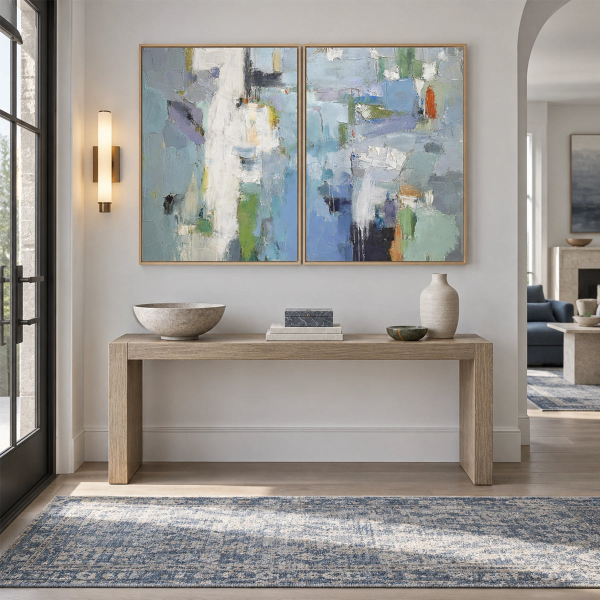 Blue Abstract Wall Art Set of 2 #VA343