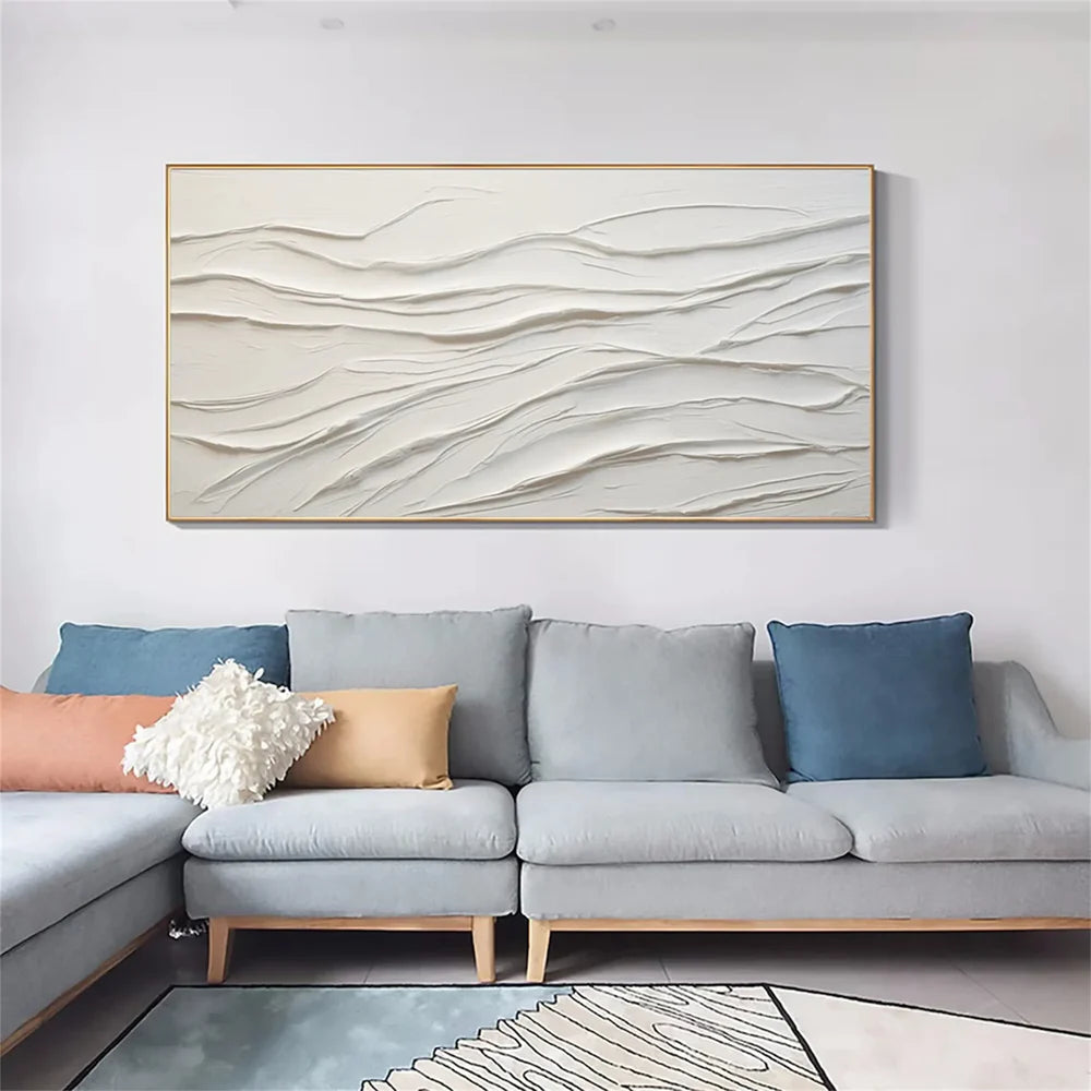 White Minimalist Textured Wall Art #WM060