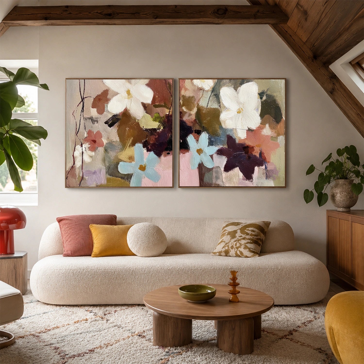 Abstract Flower Canvas Art Square Set of 2 #MF208
