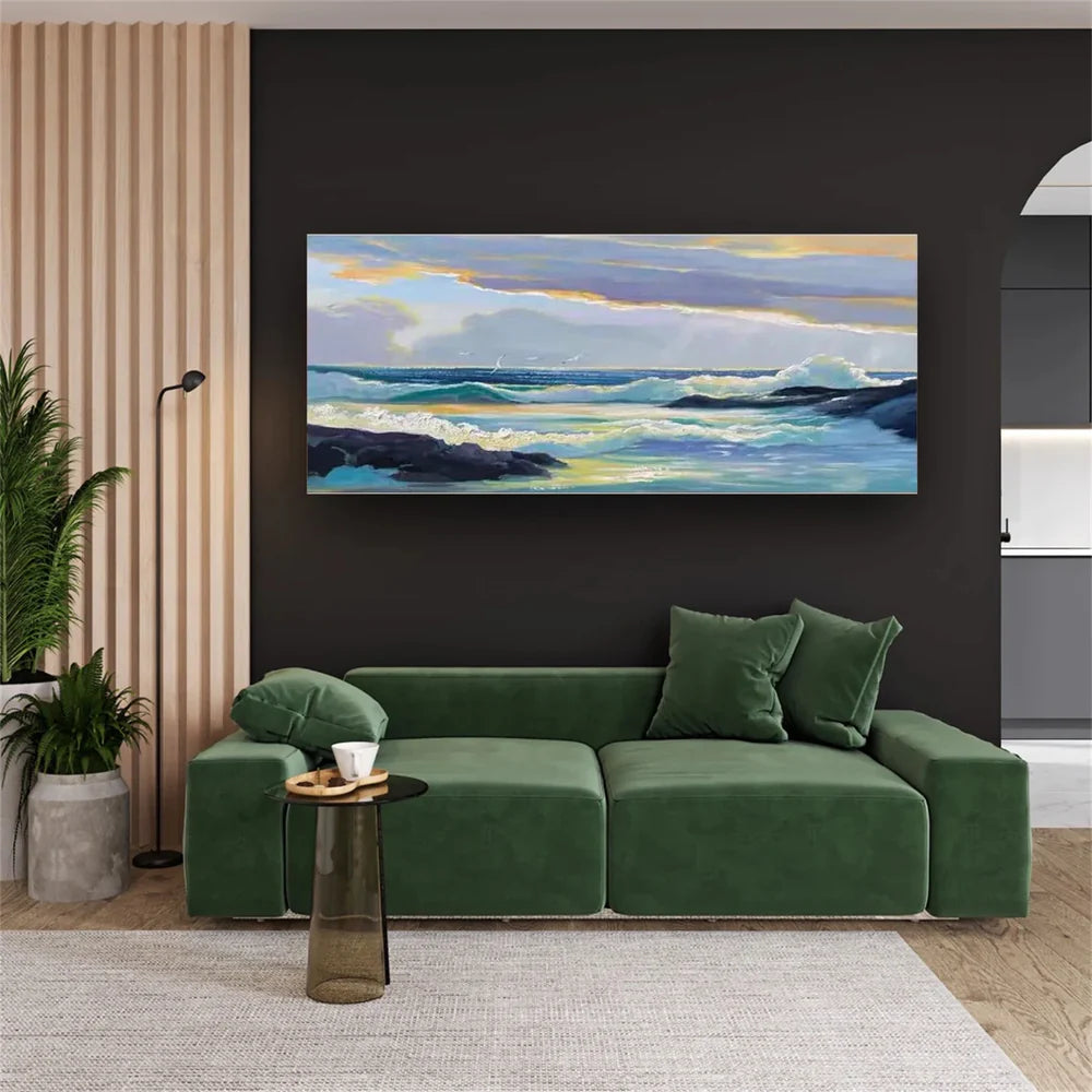 Colorful Abstract Ocean And Sky Textured Canvas Art # OC013