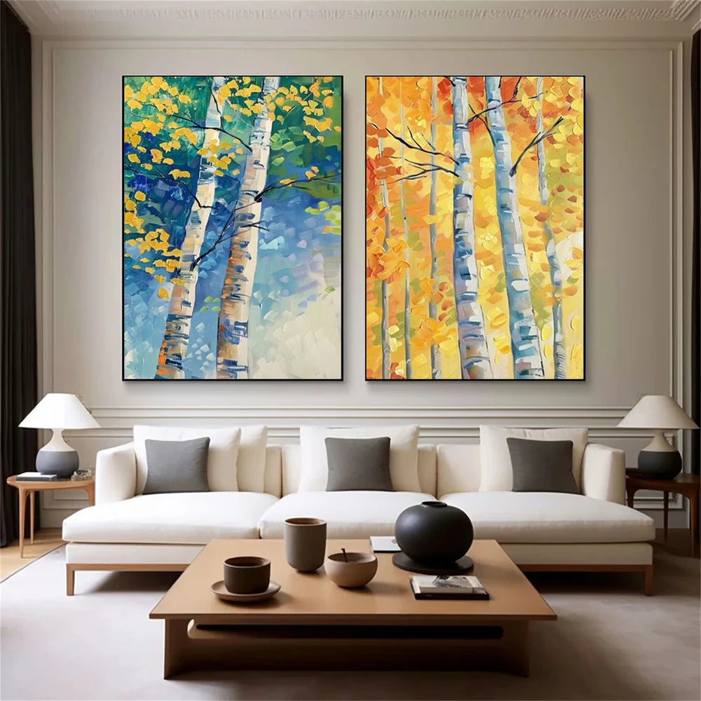 Colorful Abstract Flower And Tree Canvas Art Set of 2 #MF041